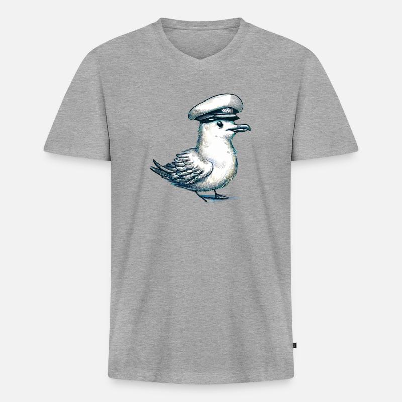 Möwe - Männer Premium Bio T-Shirt mit V-Ausschnitt - Grau meliert