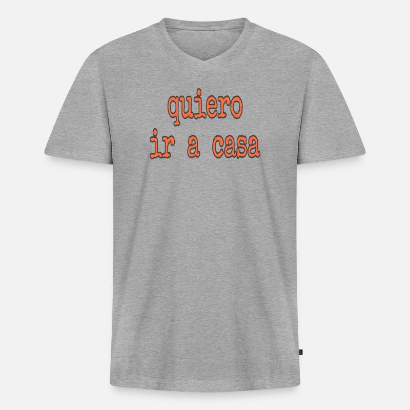 ICH_WILL _NACH_HAUSE - Männer Premium Bio T-Shirt mit V-Ausschnitt - Grau meliert
