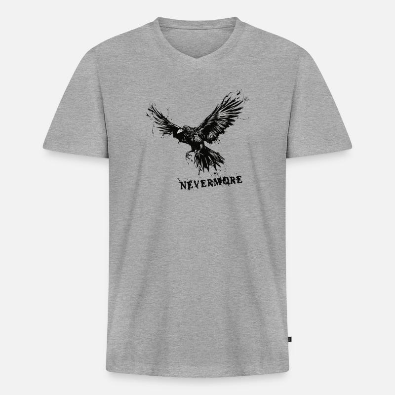 Nevermore - Männer Premium Bio T-Shirt mit V-Ausschnitt - Grau meliert