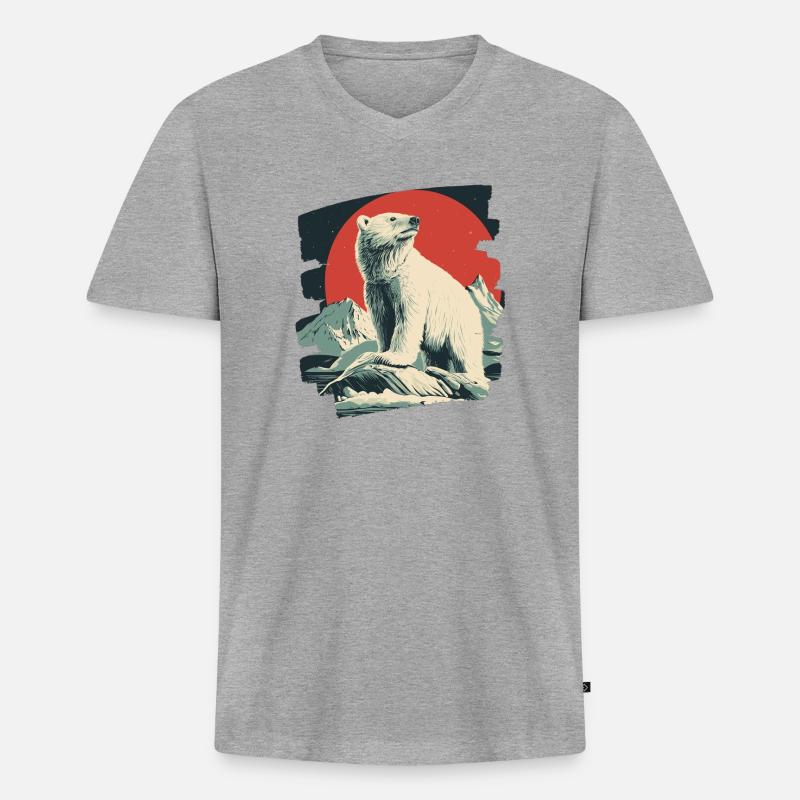 Eisiger Bär - Männer Premium Bio T-Shirt mit V-Ausschnitt - Grau meliert