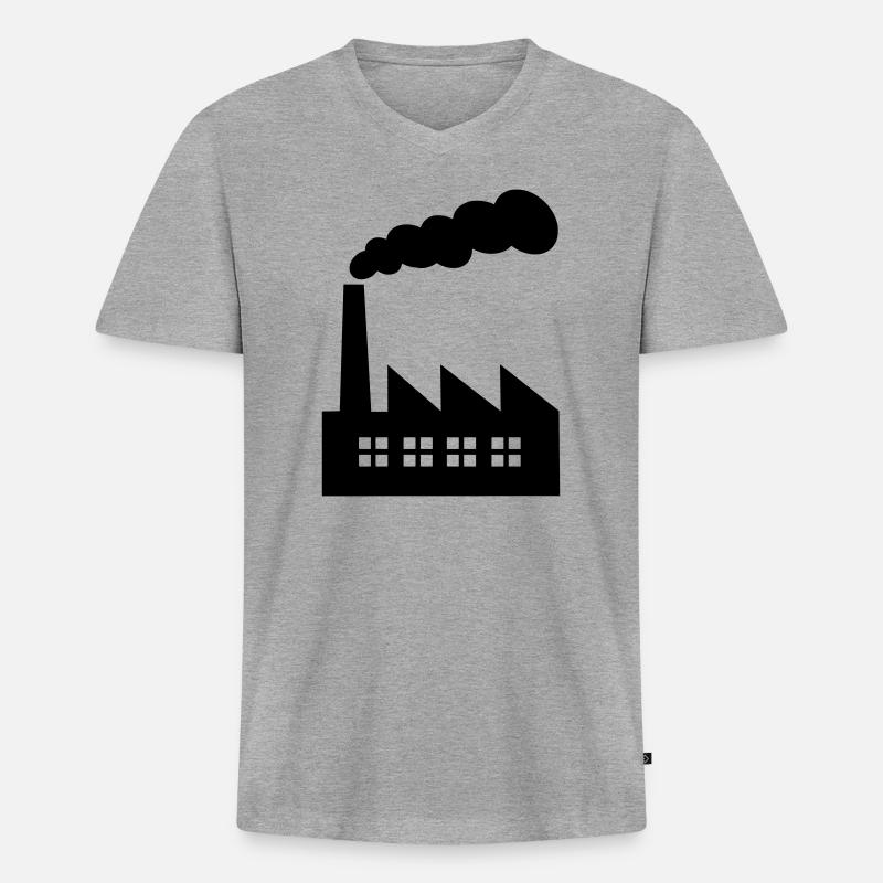 Fabrik mit Rauch - Männer Premium Bio T-Shirt mit V-Ausschnitt - Grau meliert