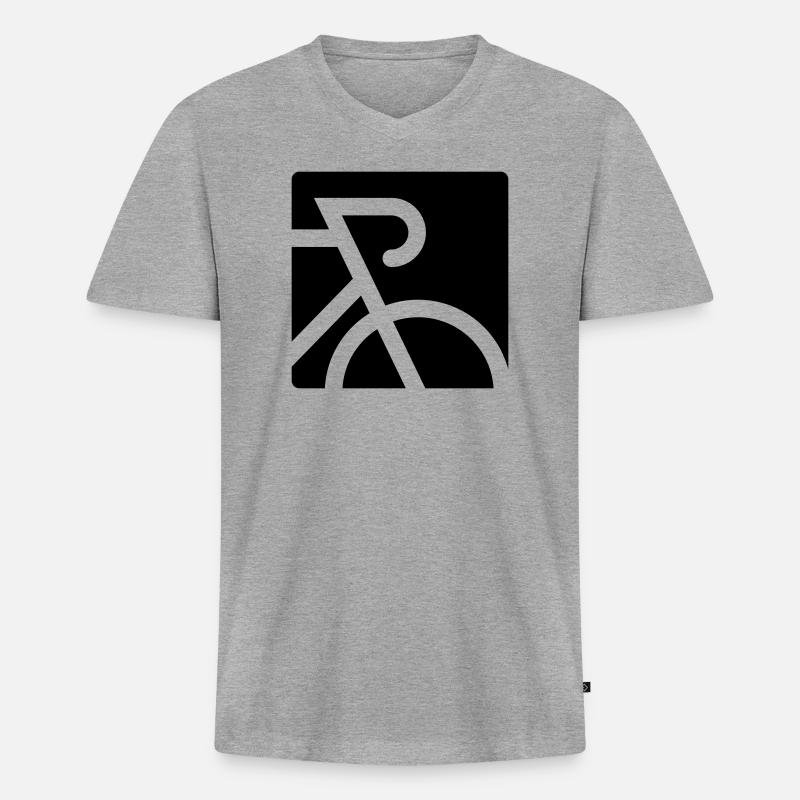 Stilisiertes Rennrad mit Dropbar - Männer Premium Bio T-Shirt mit V-Ausschnitt - Grau meliert