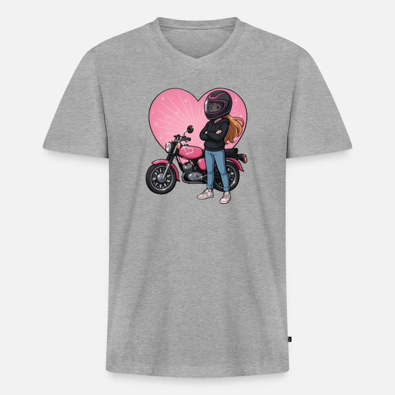 Simsongirl II - Männer Premium Bio T-Shirt mit V-Ausschnitt - Grau meliert
