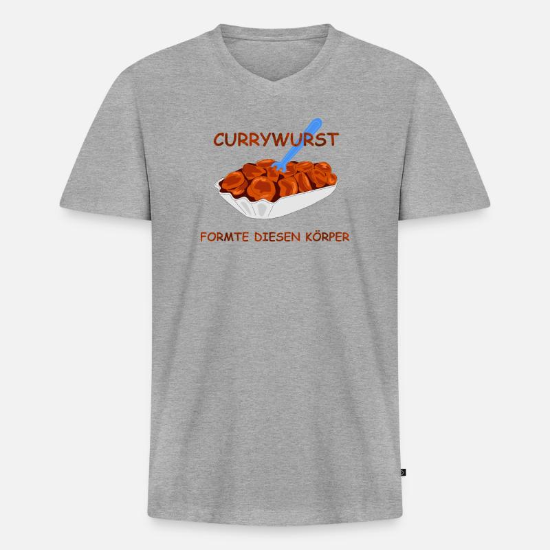 Currywurst - Männer Premium Bio T-Shirt mit V-Ausschnitt - Grau meliert