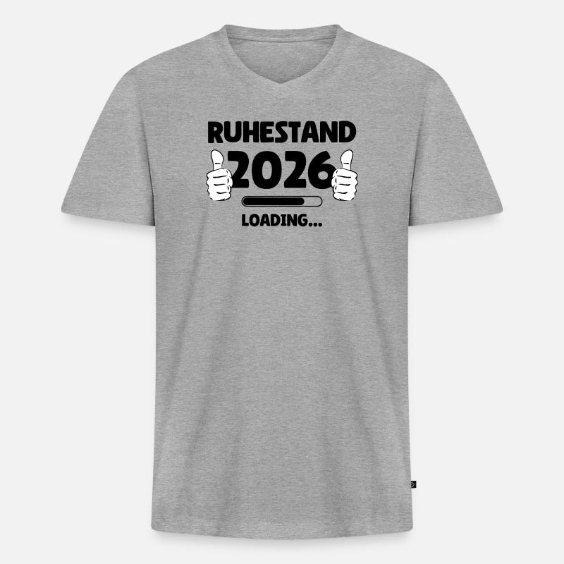 Ruhestand 2026 Loading - Männer Premium Bio T-Shirt mit V-Ausschnitt - Grau meliert