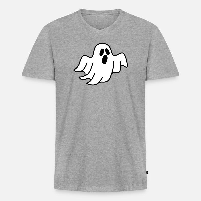 Geist oder Gespenst - Männer Premium Bio T-Shirt mit V-Ausschnitt - Grau meliert