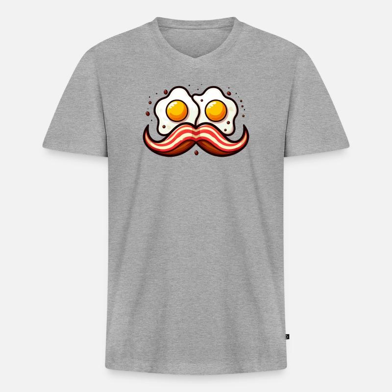 Schnurrbart Eier Duo Karikatur - Männer Premium Bio T-Shirt mit V-Ausschnitt - Grau meliert