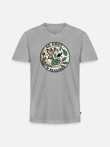 Go Away I'm Reading Fairy Circle - Men's Premium Organic T-shirt with V-neck - heather grey