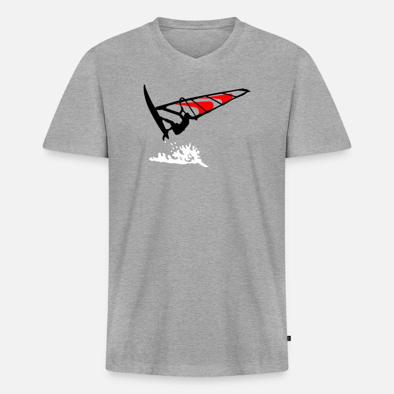 Windsurfing - Männer Premium Bio T-Shirt mit V-Ausschnitt - Grau meliert