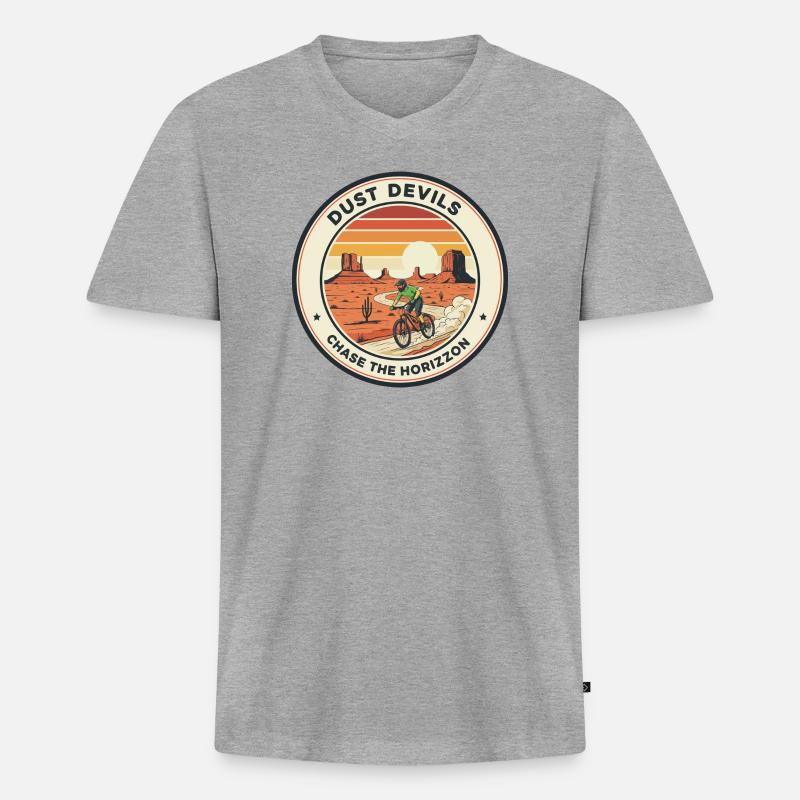 Dust Devils Desert Horizon MTB - Männer Premium Bio T-Shirt mit V-Ausschnitt - Grau meliert