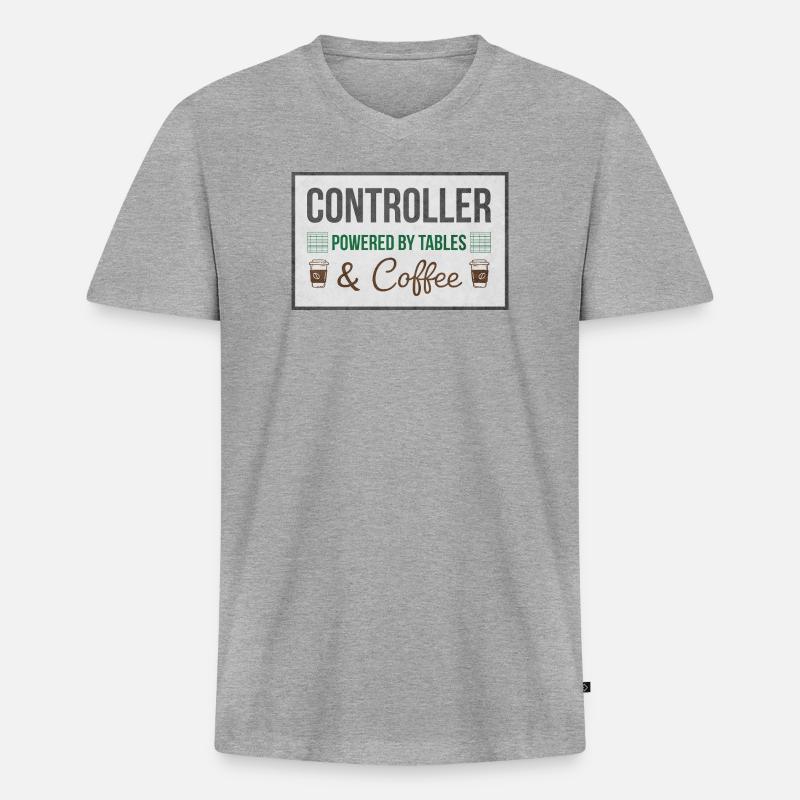 Controller Powered by Tables & Coffee - Männer Premium Bio T-Shirt mit V-Ausschnitt - Grau meliert