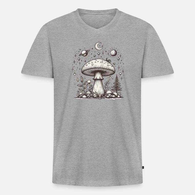 Toadstool Mushroom Psilo - Men's Premium Organic T-shirt with V-neck - heather grey