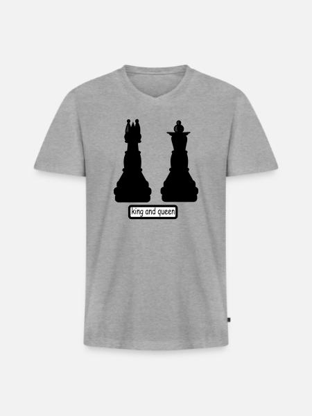 king_and_queen - Männer Premium Bio T-Shirt mit V-Ausschnitt - Grau meliert