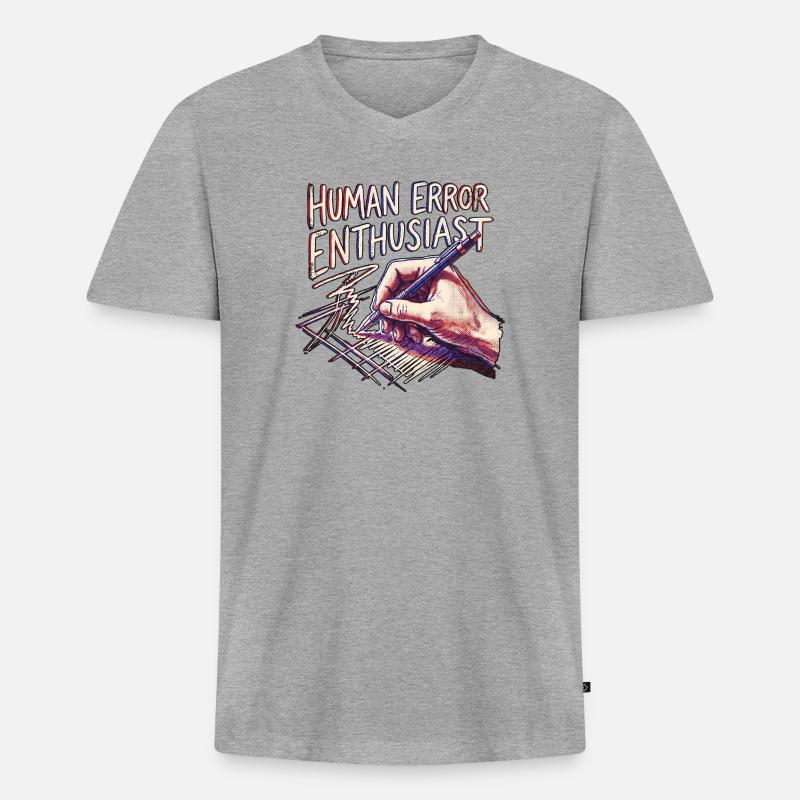 Human Error Enthausiast - Männer Premium Bio T-Shirt mit V-Ausschnitt - Grau meliert