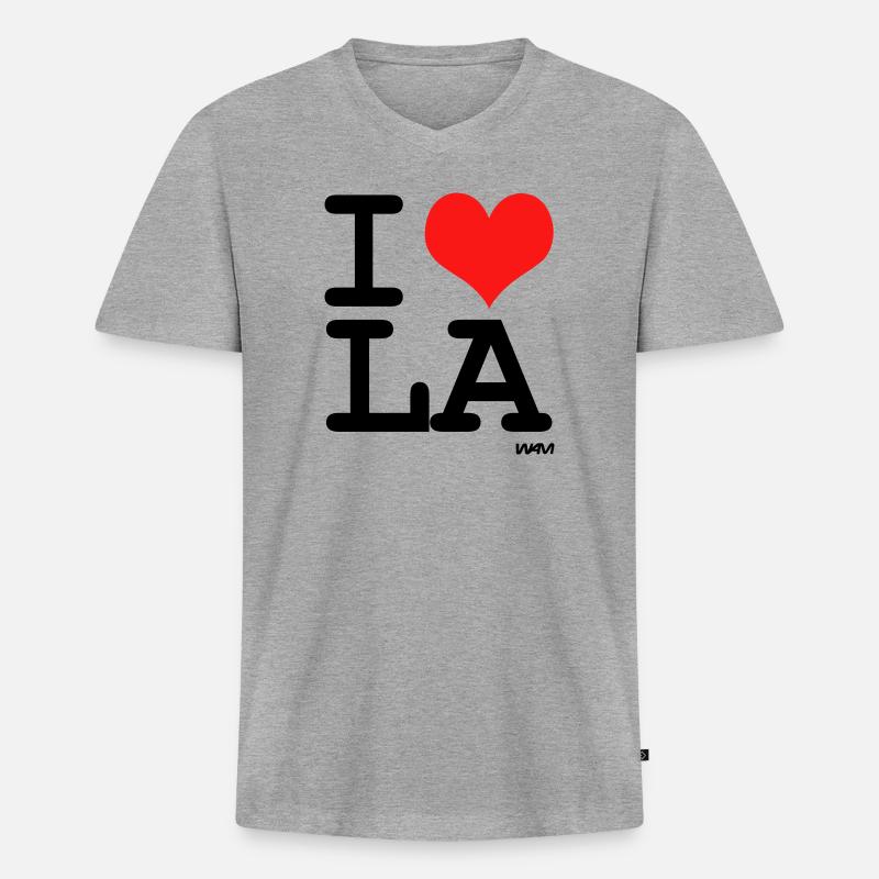 la - Männer Premium Bio T-Shirt mit V-Ausschnitt - Grau meliert