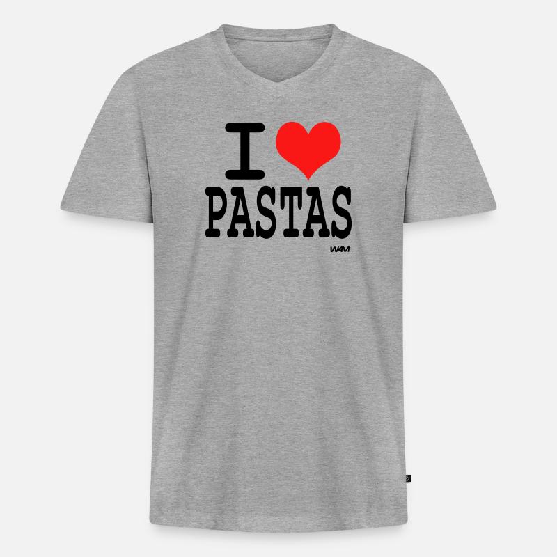 pastas - Männer Premium Bio T-Shirt mit V-Ausschnitt - Grau meliert