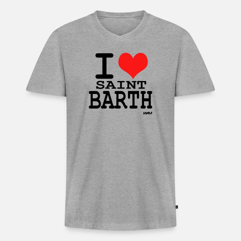 saintbarth - Männer Premium Bio T-Shirt mit V-Ausschnitt - Grau meliert