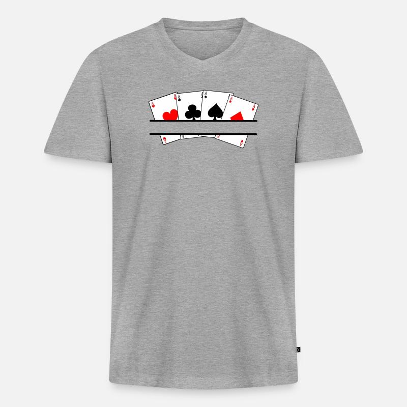 Textbanner mit vier Assen - Männer Premium Bio T-Shirt mit V-Ausschnitt - Grau meliert