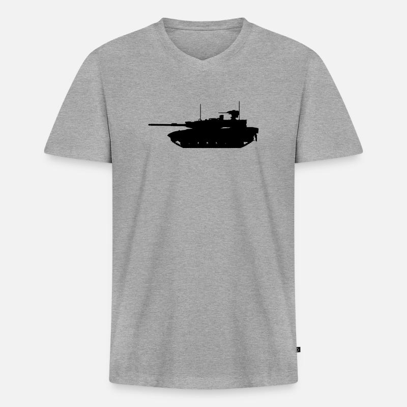 Militärpanzer - Männer Premium Bio T-Shirt mit V-Ausschnitt - Grau meliert