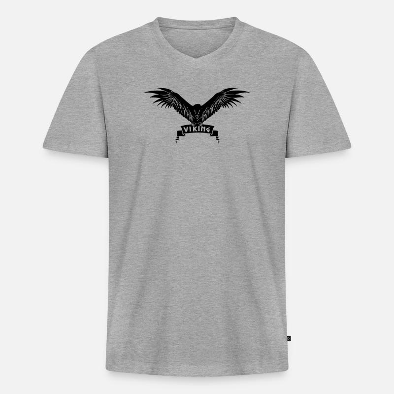 Wikingerkrähe - Männer Premium Bio T-Shirt mit V-Ausschnitt - Grau meliert