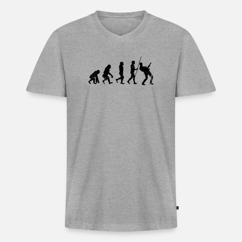 Guitariste Evolution - T-shirt encolure en V Premium bio Homme - gris chiné