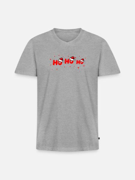 Ho Ho Ho Santa Lettering - Men's Premium Organic T-shirt with V-neck - heather grey