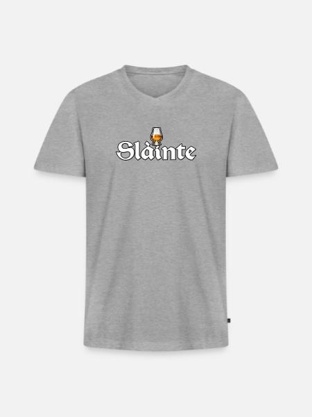 Sláinte Bierglas Design - Männer Premium Bio T-Shirt mit V-Ausschnitt - Grau meliert