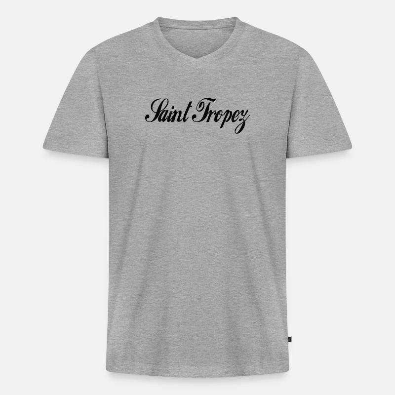 Saint Tropez - Männer Premium Bio T-Shirt mit V-Ausschnitt - Grau meliert
