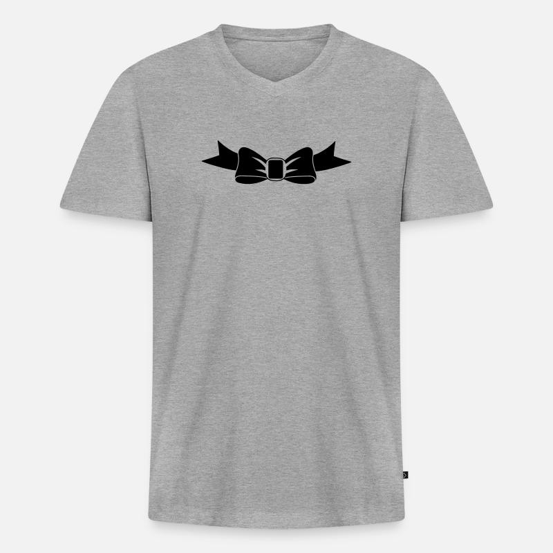 Fliege - Männer Premium Bio T-Shirt mit V-Ausschnitt - Grau meliert