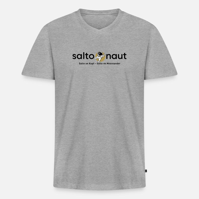 Saltonaut - Männer Premium Bio T-Shirt mit V-Ausschnitt - Grau meliert