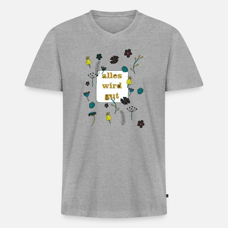 alles wird gut - Männer Premium Bio T-Shirt mit V-Ausschnitt - Grau meliert