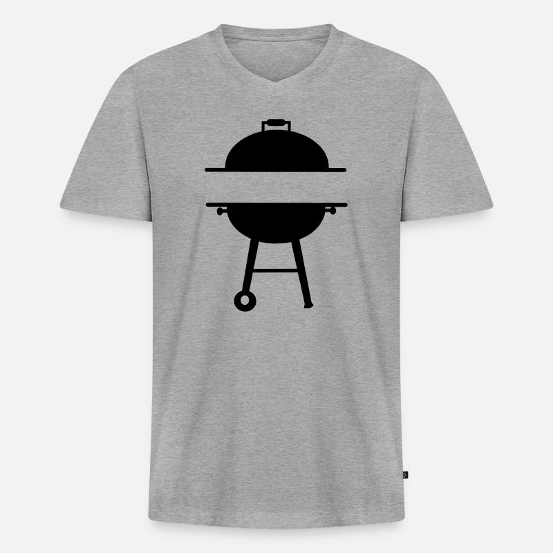 BBQ-Monogramm-Emblem - Männer Premium Bio T-Shirt mit V-Ausschnitt - Grau meliert