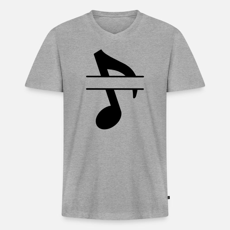 Textbanner Musiknote - Männer Premium Bio T-Shirt mit V-Ausschnitt - Grau meliert