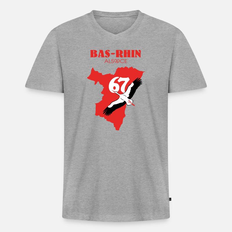 Bas-Rhin 67 - Männer Premium Bio T-Shirt mit V-Ausschnitt - Grau meliert