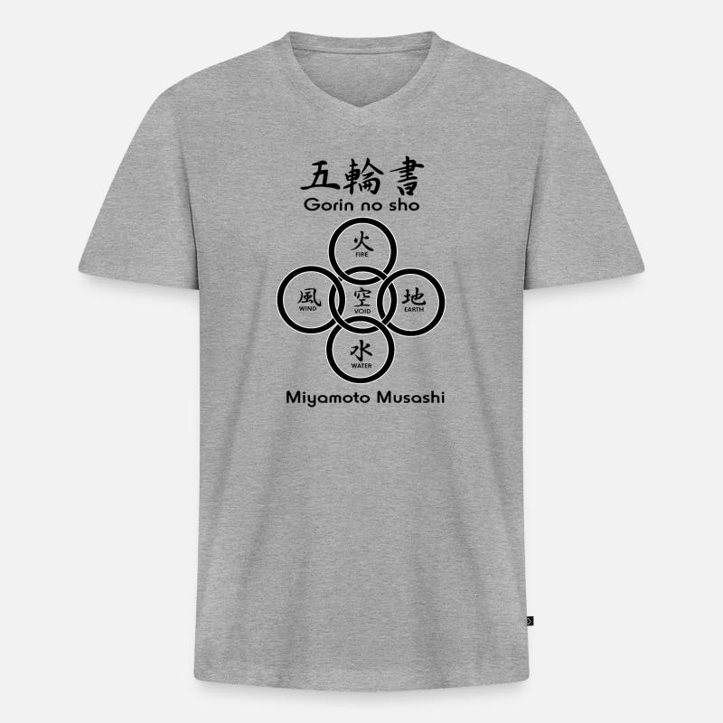 Fünf Kreise oder Ringe - Männer Premium Bio T-Shirt mit V-Ausschnitt - Grau meliert