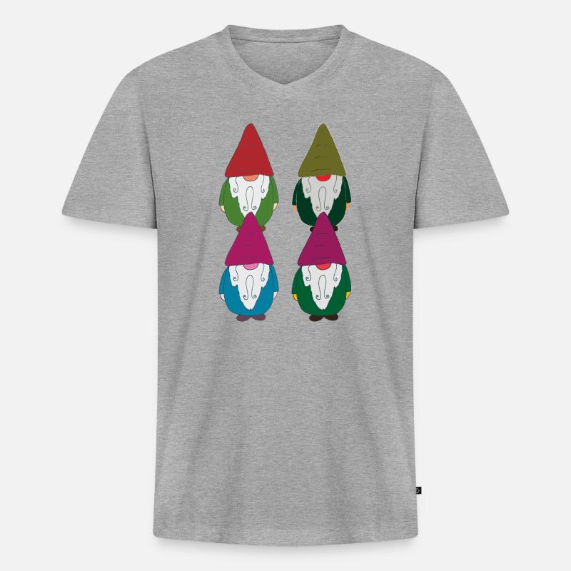gartenzwerge Viererkette - Männer Premium Bio T-Shirt mit V-Ausschnitt - Grau meliert