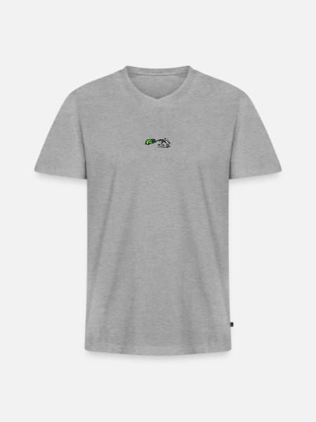 Asterix & Obelix Stickmotiv Idefix Mit Zaubertrank - Männer Premium Bio T-Shirt mit V-Ausschnitt - Grau meliert