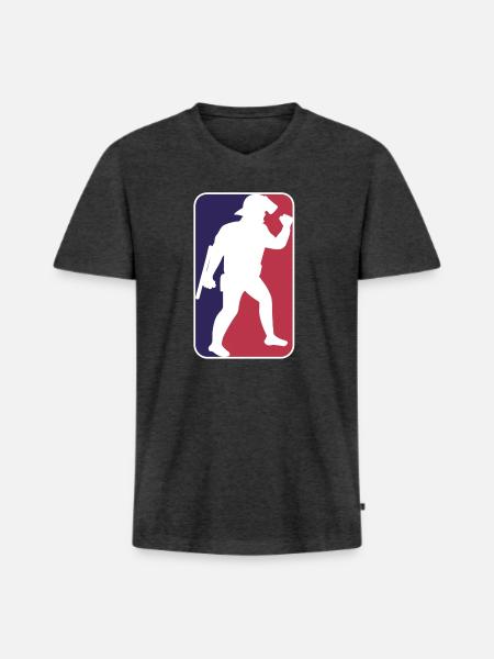 Riot Blue/Red - Männer Premium Bio T-Shirt mit V-Ausschnitt - Anthrazit meliert
