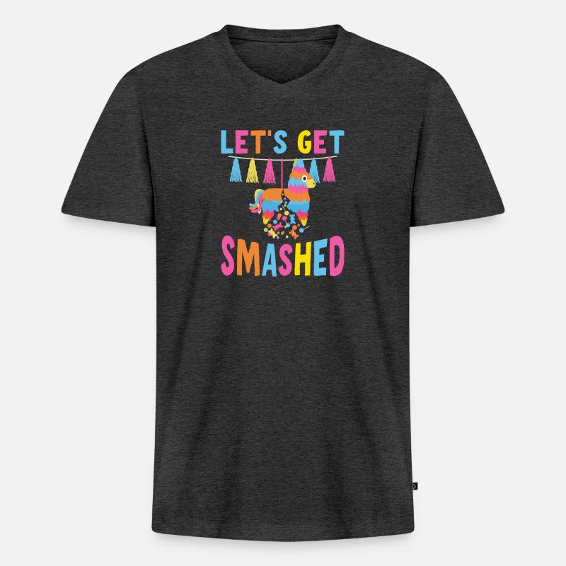 Let's Get Smashed Pinata - Männer Premium Bio T-Shirt mit V-Ausschnitt - Anthrazit meliert