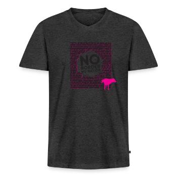 Keine Nation - keine Grenzen - Männer Premium Bio T-Shirt mit V-Ausschnitt - Anthrazit meliert - Vorne - Nico (187cm)