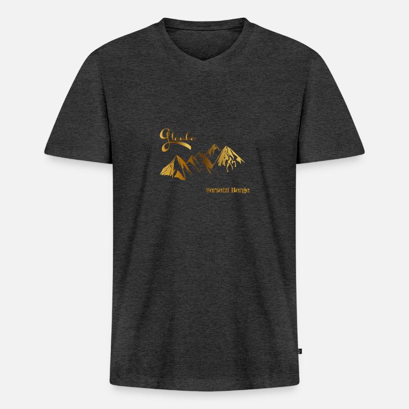 Glaube versetzt Berge - Männer Premium Bio T-Shirt mit V-Ausschnitt - Anthrazit meliert