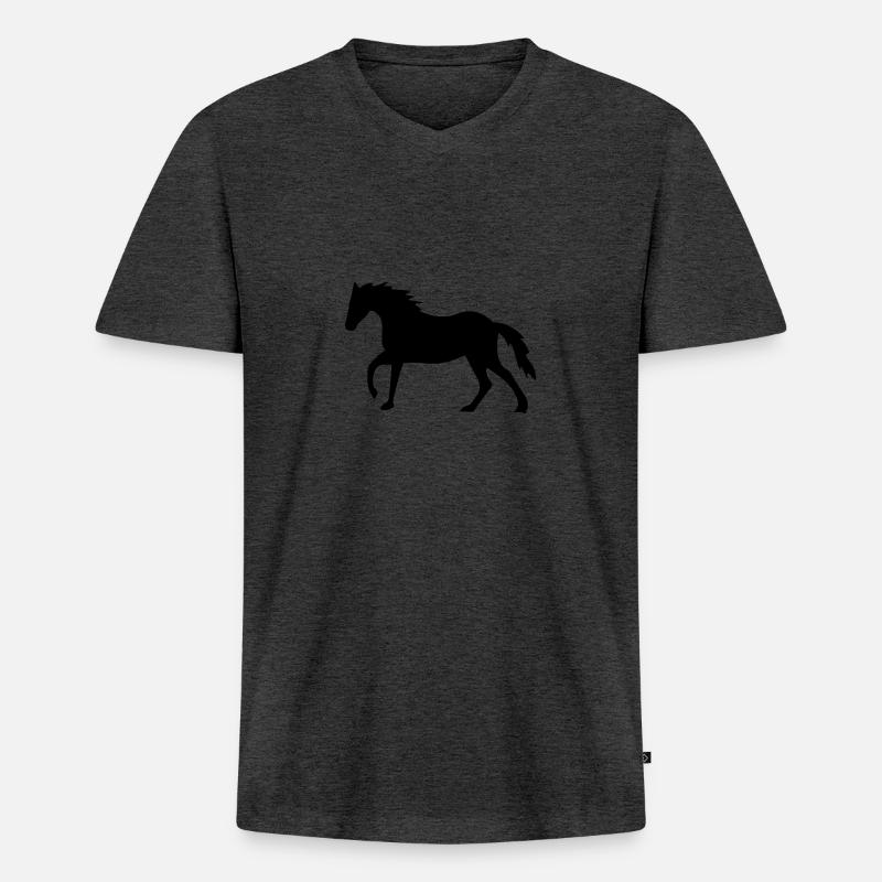 Pferd - Männer Premium Bio T-Shirt mit V-Ausschnitt - Anthrazit meliert