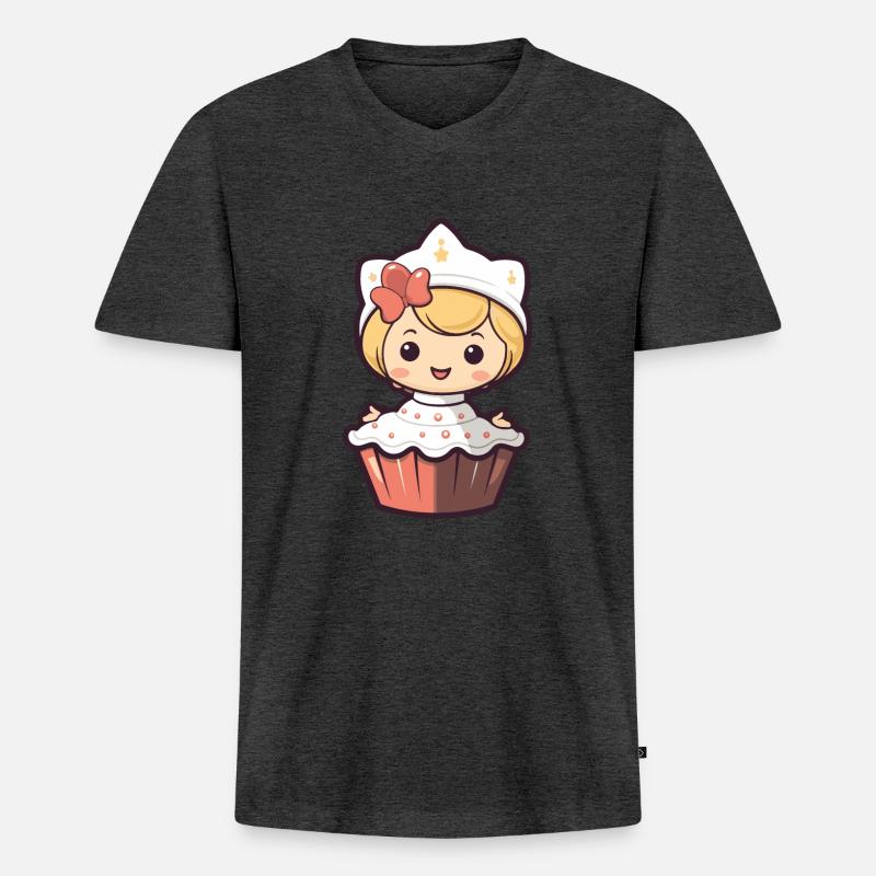Backfee Fee Backen Kuchen - Männer Premium Bio T-Shirt mit V-Ausschnitt - Anthrazit meliert