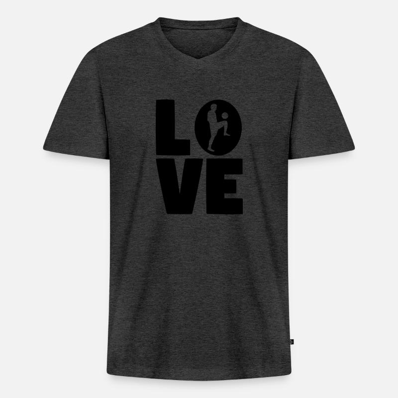 Fußball - Männer Premium Bio T-Shirt mit V-Ausschnitt - Anthrazit meliert