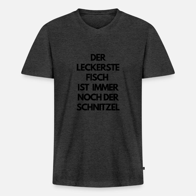 Schnitzel - Männer Premium Bio T-Shirt mit V-Ausschnitt - Anthrazit meliert