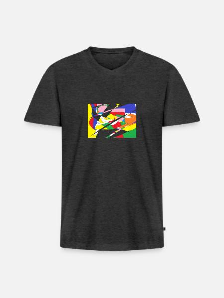 Pattern - Men's Premium Organic T-shirt with V-neck - heather anthracite