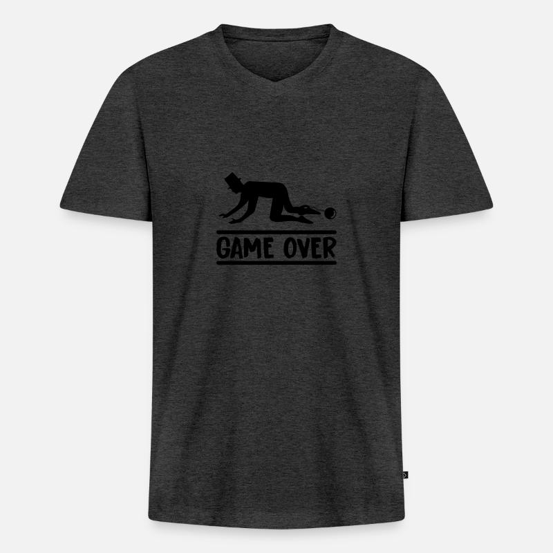 braeutigam game over 02 - Männer Premium Bio T-Shirt mit V-Ausschnitt - Anthrazit meliert