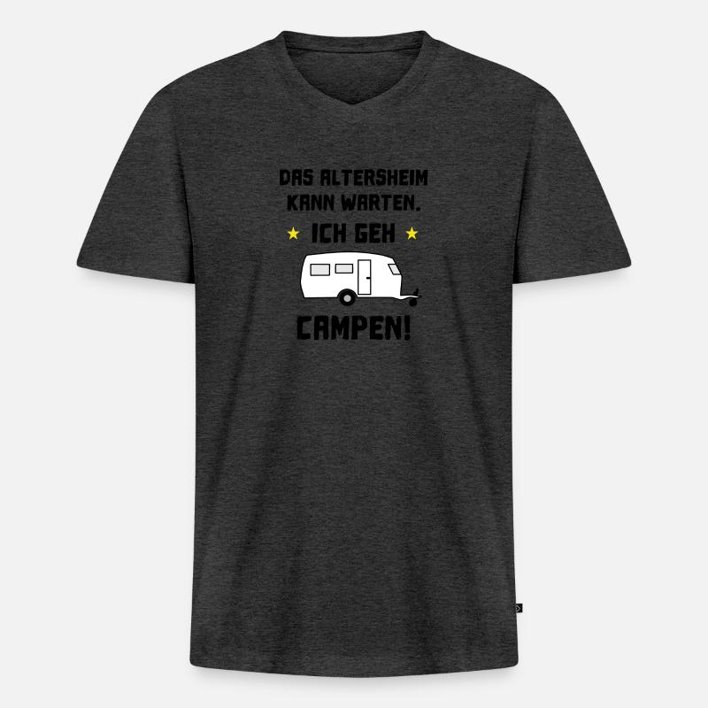 das altersheim kann warten - Männer Premium Bio T-Shirt mit V-Ausschnitt - Anthrazit meliert