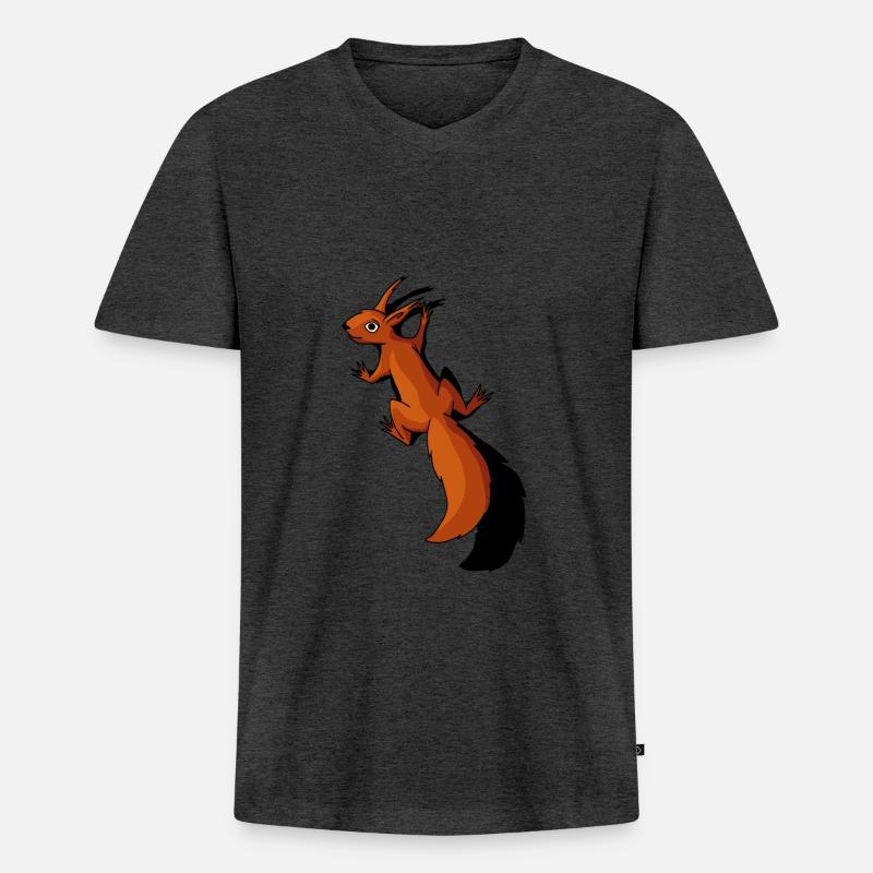 Eichhörnchen funky Tierchen Waldbewohner Geschenk - Männer Premium Bio T-Shirt mit V-Ausschnitt - Anthrazit meliert