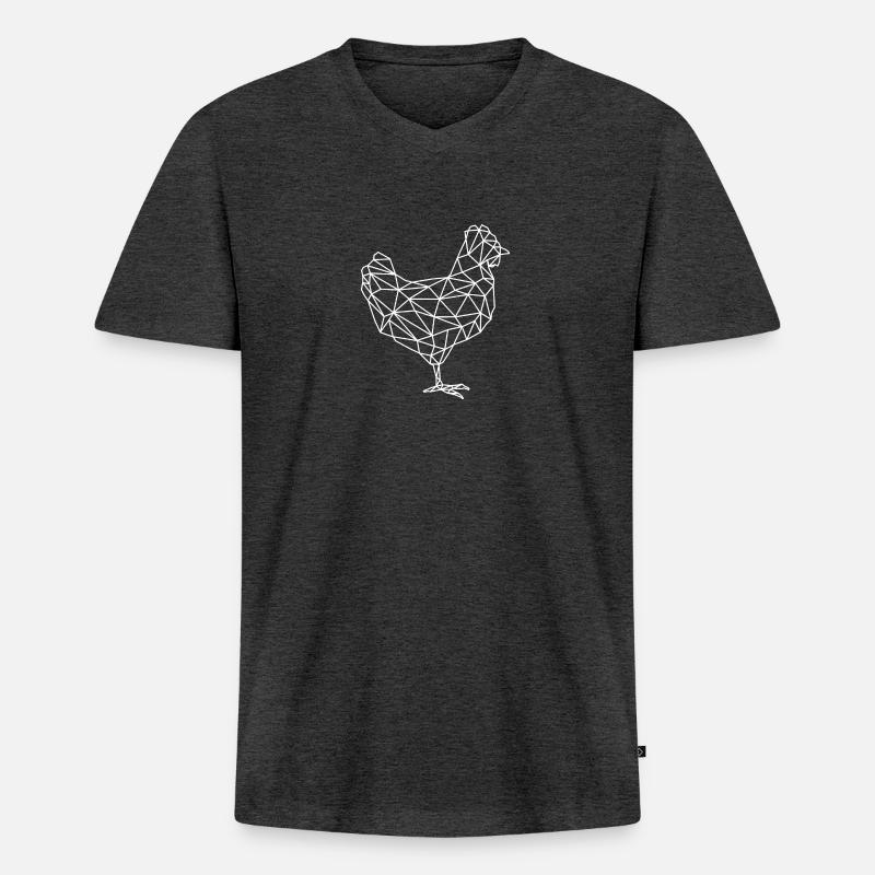 Hahn - Männer Premium Bio T-Shirt mit V-Ausschnitt - Anthrazit meliert